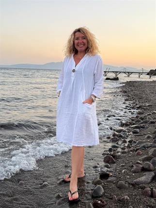 Beyaz Müslin Elbise