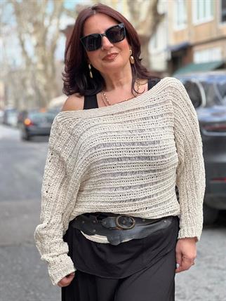 Bej Kayık Yaka Merserize