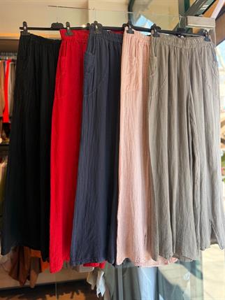 İthal Paça Ucu Yırtmaçlı Keten Pantolon