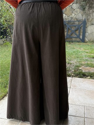İthal İnce Fitilli Kadife Kemerli Etek Pantolon
