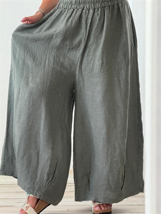 Oversize İthal Paçası Dikişli Keten Pantolon