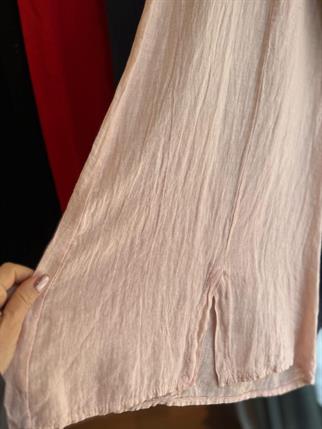 İthal Paça Ucu Yırtmaçlı Keten Pantolon