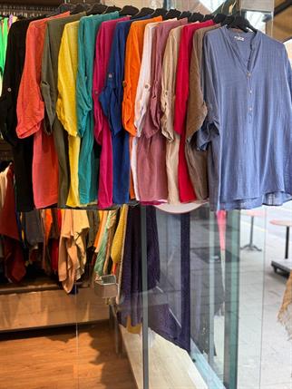 İthal Yarım Kol Keten Gömlek