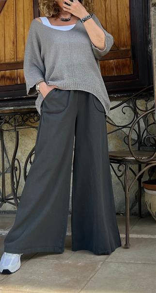 Antrasit Gabardin Bol Paça Pantolon