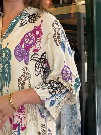 Rüya Kapanı Desenli Gömlek Elbise