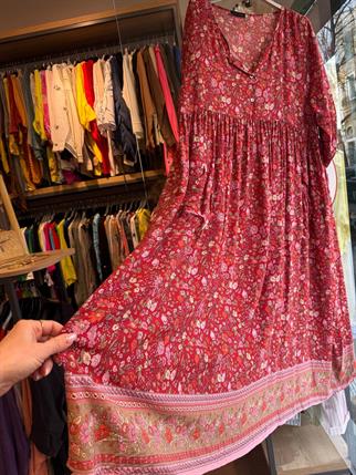 Kırmızı Çıtır Çiçekli Elbise