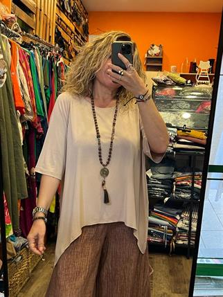 Bej Crop Bluz