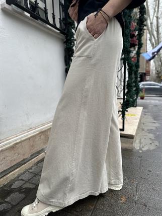 Bej Gabardin Bol Paça Pantolon