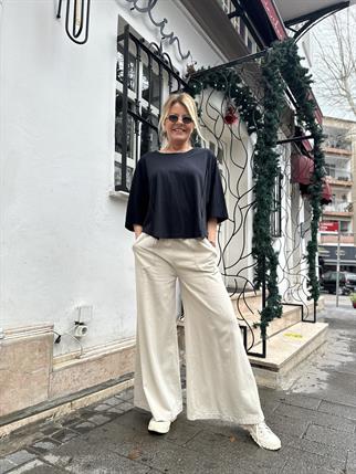 Bej Gabardin Bol Paça Pantolon