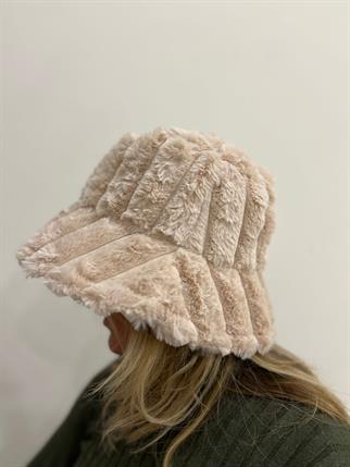 Bej Peluş Bucket Şapka
