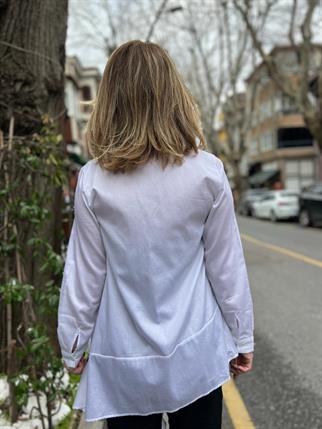 Beyaz Asimetrik Gömlek