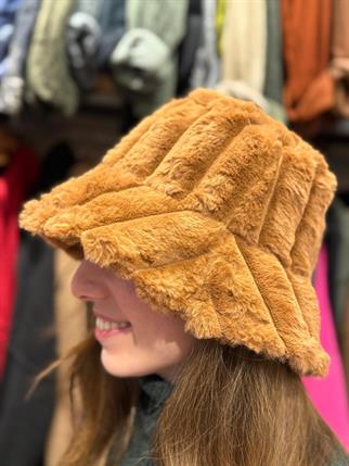 Camel Peluş Bucket Şapka