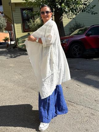 Şal Yaka İthal Keten Ceket