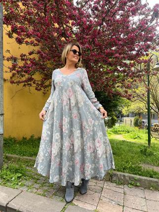 İthal Ön Arka V Güllü Elbise