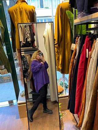 Kayık Yaka Salaş Organik Triko Bluz