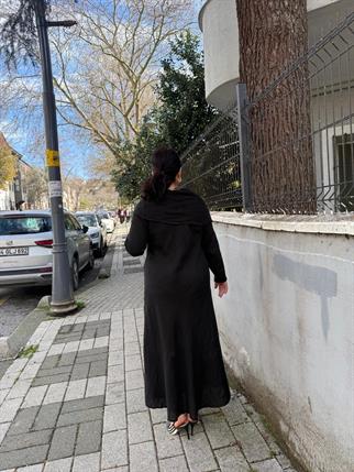 İthal Şal Yaka Keten Elbise