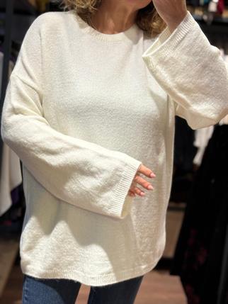 Ekru Bisiklet Yaka Yumoş Triko