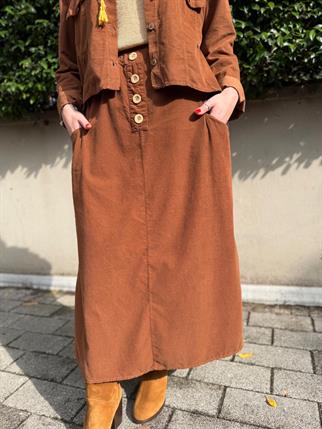 İthal Fitilli Kadife Uzun Etek