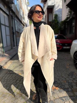 Oversize İthal Kürklü Nubuk Kaban