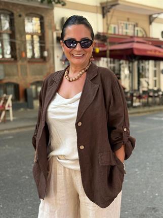İthal Blazer Keten Ceket