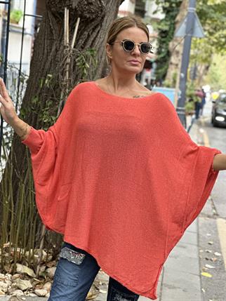Somon Asimetrik Yarasa Kol Merserize Bluz