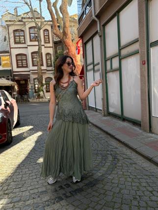 Pamuklu Beli Lastikli Çift Kat Etek