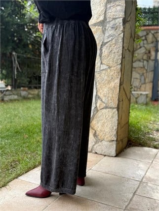 Oversize Yıkamalı Pamuk Triko Pantolon