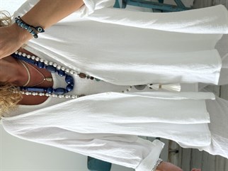 İthal Petek Dokulu Oversize Keten Ceket