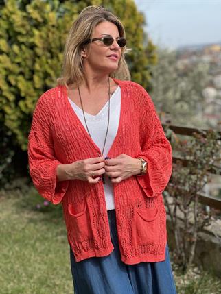 Ajurlu Ara Boy Merserize Hırka