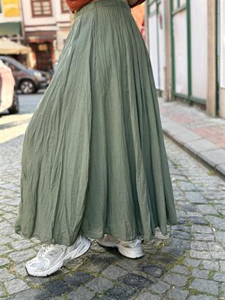 Pamuklu Beli Lastikli Çift Kat Etek