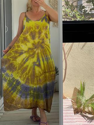 Fıstık Batik Askılı Elbise