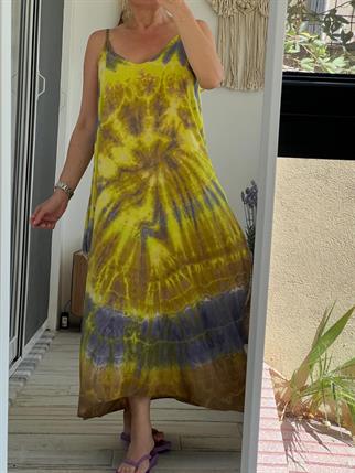 Fıstık Batik Askılı Elbise