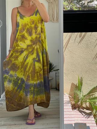 Fıstık Batik Askılı Elbise