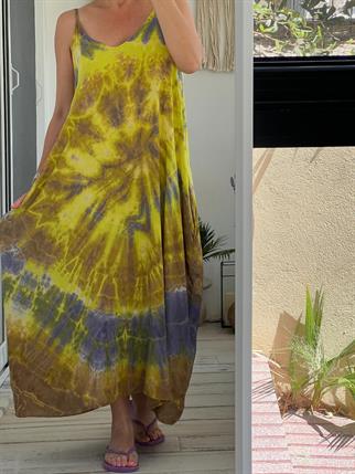 Fıstık Batik Askılı Elbise
