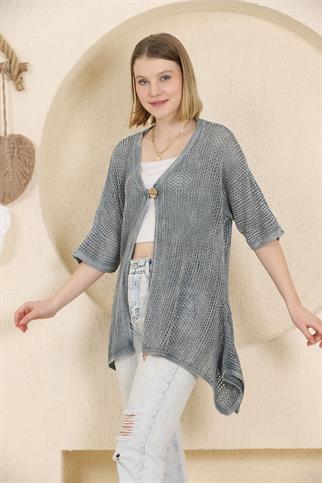 Gri Asimetrik Hırka