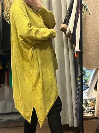 Hardal Asimetrik Yıkamalı Yarasa Kol Triko