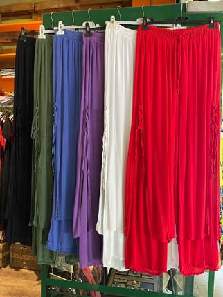 İpli Bol Paça Pantolon