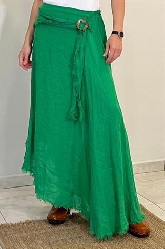 İthal Asimetrik Keten Etek