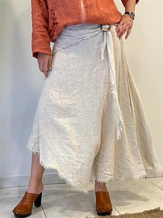 İthal Asimetrik Keten Etek