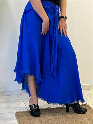 İthal Asimetrik Keten Etek