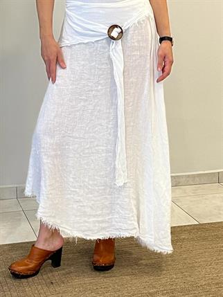 İthal Asimetrik Keten Etek