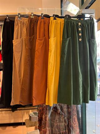 İthal Fitilli Kadife Uzun Etek