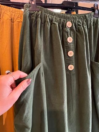 İthal Fitilli Kadife Uzun Etek