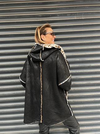 İthal İçi Leopar Kürk Napa Kaban