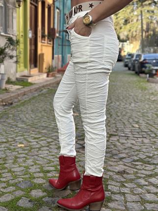İthal Kemerli Kadife Pantolon