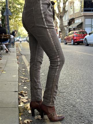 İthal Saten Şeritli Pantolon