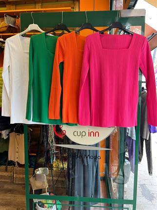 Kare Yaka Uzun Kol Fitilli Body