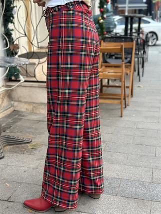 Kırmızı Ekose Pantolon