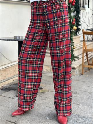 Kırmızı Ekose Pantolon