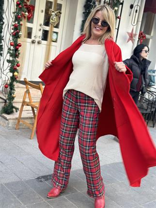 Kırmızı Ekose Pantolon